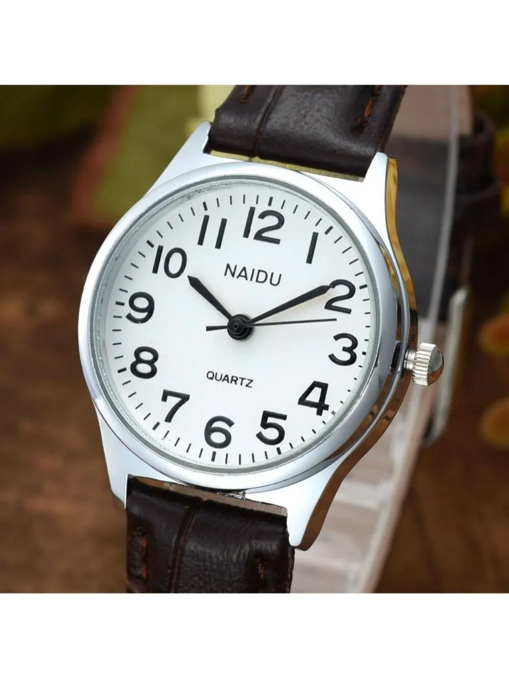 Women's Brown Analog Quartz Leather Roman Numerals Casual Classic Wrist Watch